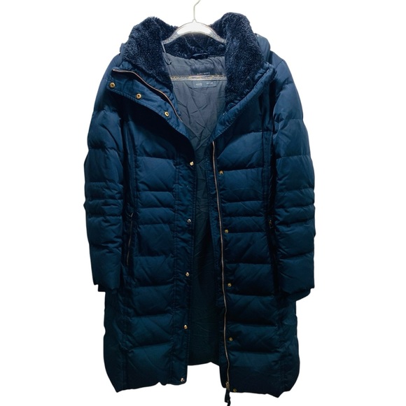 Zara Jackets & Blazers - ZARA Winter Puffer Coat Womens M Black Preppy Comfort Duck Feather Down Hooded